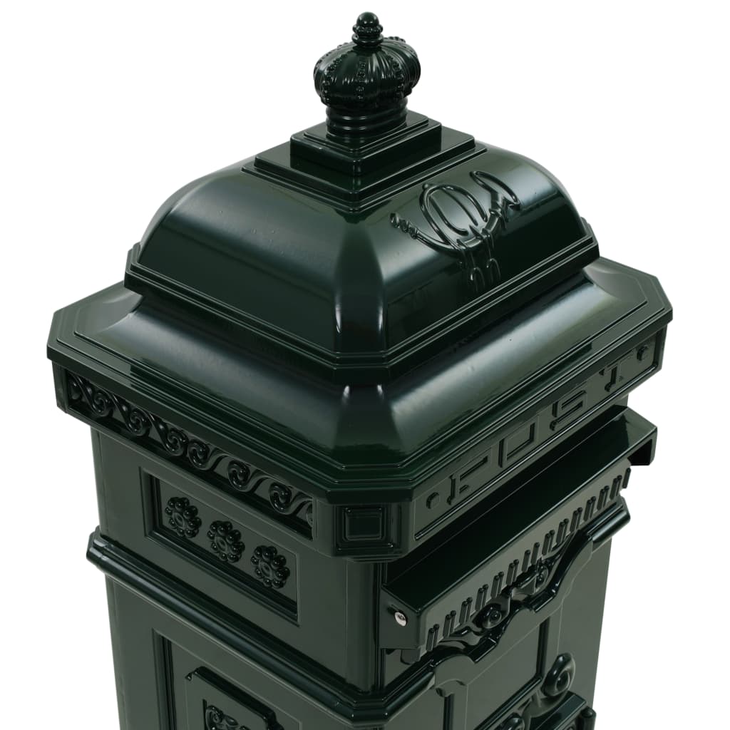 43890 vidaXL Pillar Letterbox Aluminium Vintage Style Rustproof Green