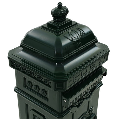 43890 vidaXL Pillar Letterbox Aluminium Vintage Style Rustproof Green