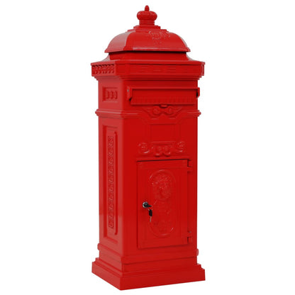 43891 vidaXL Pillar Letterbox Aluminium Vintage Style Rustproof Red