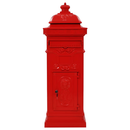 vidaXL Pillar Letterbox Aluminium Vintage Style Rustproof Red