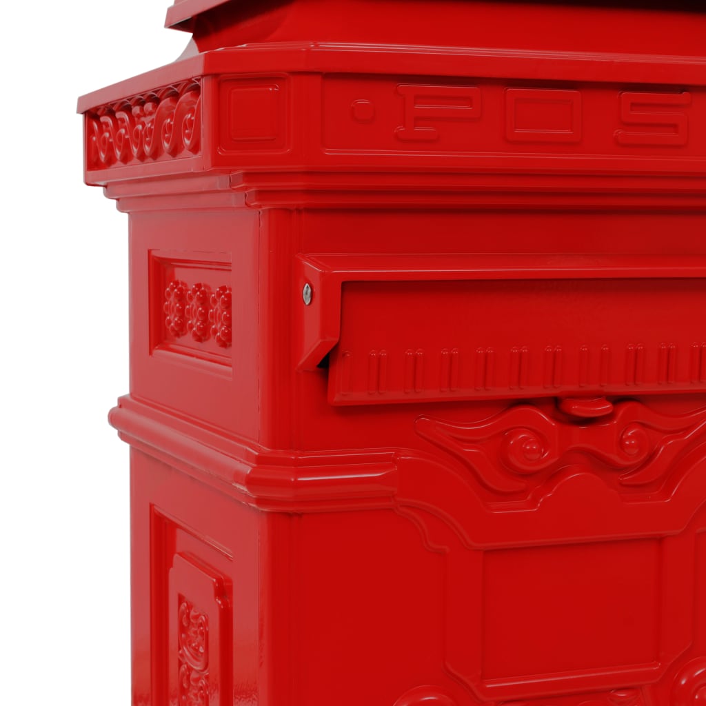 43891 vidaXL Pillar Letterbox Aluminium Vintage Style Rustproof Red
