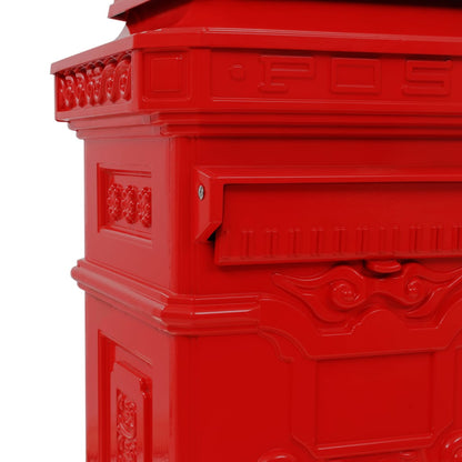 43891 vidaXL Pillar Letterbox Aluminium Vintage Style Rustproof Red