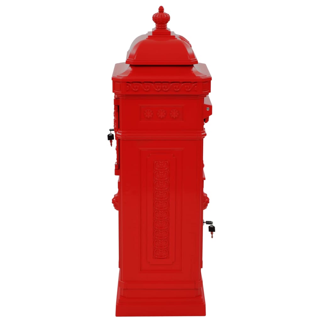 43891 vidaXL Pillar Letterbox Aluminium Vintage Style Rustproof Red