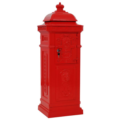 43891 vidaXL Pillar Letterbox Aluminium Vintage Style Rustproof Red