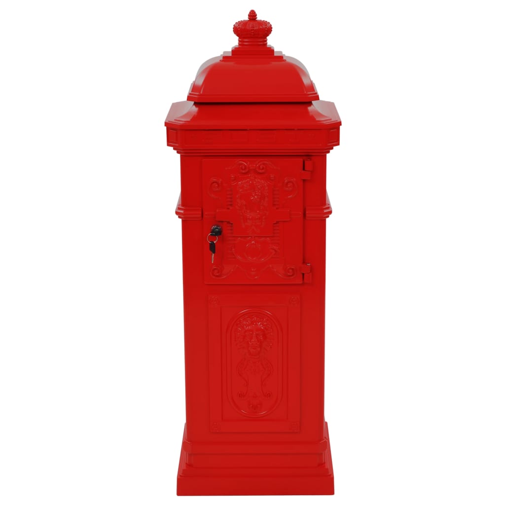 43891 vidaXL Pillar Letterbox Aluminium Vintage Style Rustproof Red