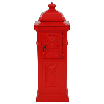 43891 vidaXL Pillar Letterbox Aluminium Vintage Style Rustproof Red