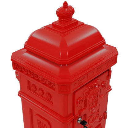 43891 vidaXL Pillar Letterbox Aluminium Vintage Style Rustproof Red