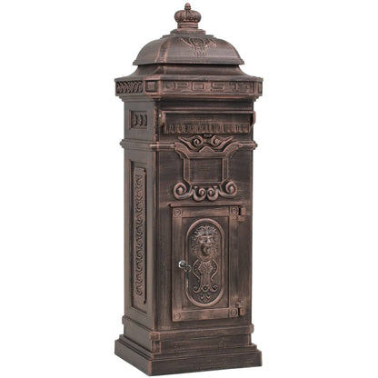 43892 vidaXL Pillar Letterbox Aluminium Vintage Style Rustproof Bronze