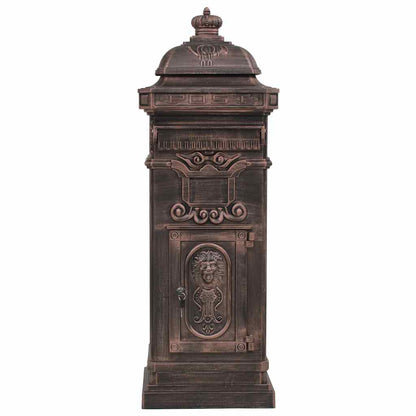 43892 vidaXL Pillar Letterbox Aluminium Vintage Style Rustproof Bronze