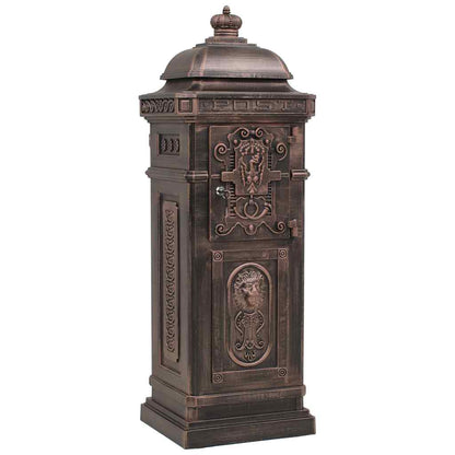 43892 vidaXL Pillar Letterbox Aluminium Vintage Style Rustproof Bronze
