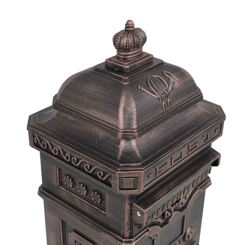 43892 vidaXL Pillar Letterbox Aluminium Vintage Style Rustproof Bronze