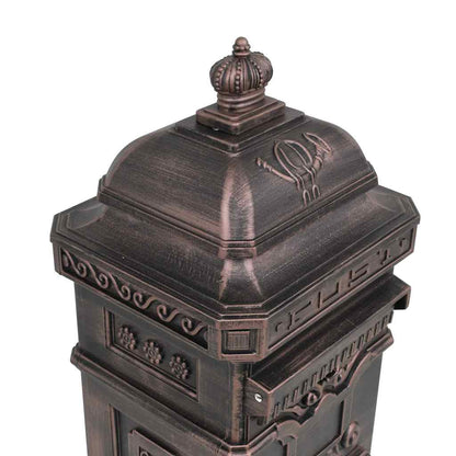 43892 vidaXL Pillar Letterbox Aluminium Vintage Style Rustproof Bronze