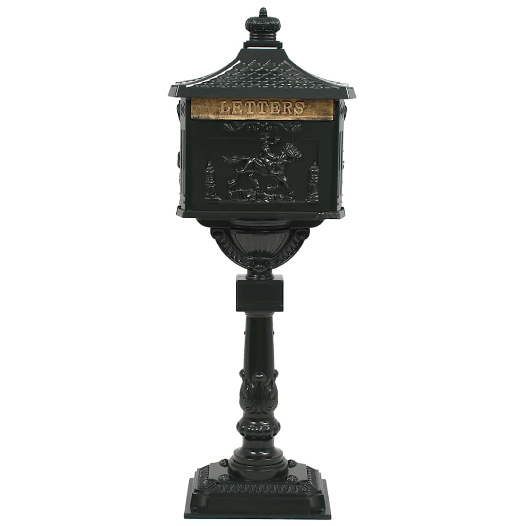 43893 vidaXL Pedestal Letterbox Aluminium Vintage Style Rustproof Green