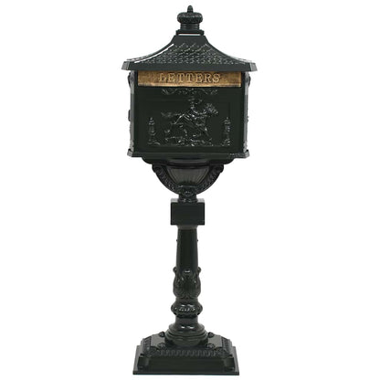 43893 vidaXL Pedestal Letterbox Aluminium Vintage Style Rustproof Green