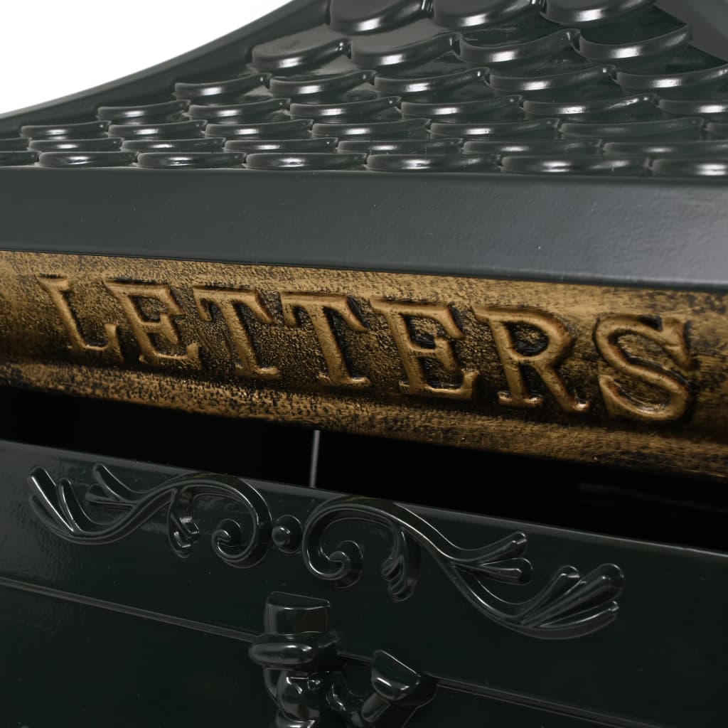 vidaXL Pedestal Letterbox Aluminium Vintage Style Rustproof Green