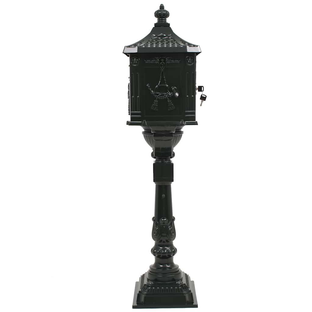 43893 vidaXL Pedestal Letterbox Aluminium Vintage Style Rustproof Green