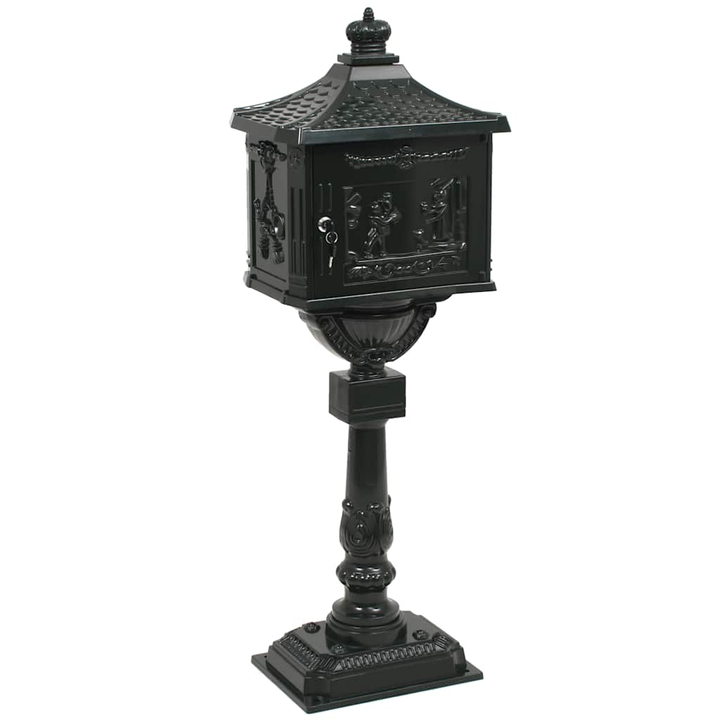 43893 vidaXL Pedestal Letterbox Aluminium Vintage Style Rustproof Green