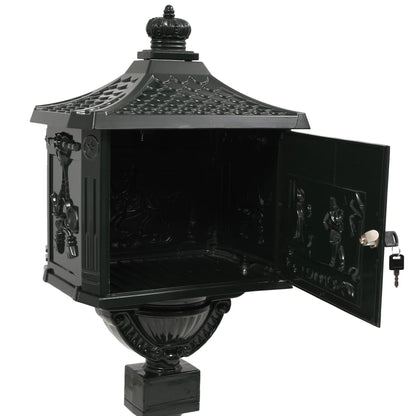 vidaXL Pedestal Letterbox Aluminium Vintage Style Rustproof Green