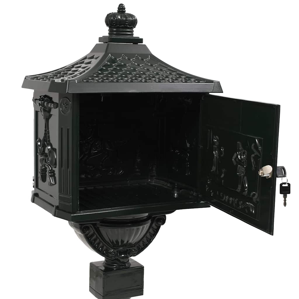 43893 vidaXL Pedestal Letterbox Aluminium Vintage Style Rustproof Green