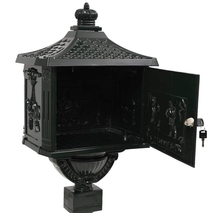 43893 vidaXL Pedestal Letterbox Aluminium Vintage Style Rustproof Green