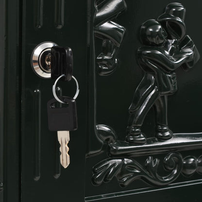 vidaXL Pedestal Letterbox Aluminium Vintage Style Rustproof Green