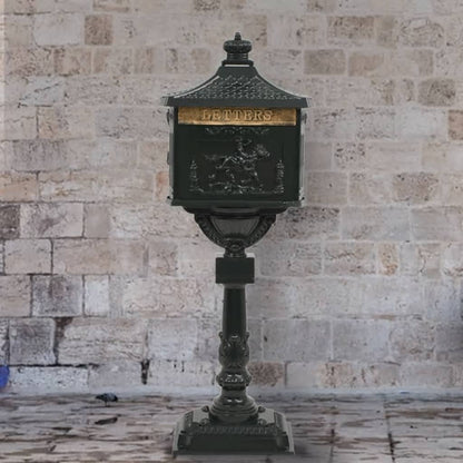 vidaXL Pedestal Letterbox Aluminium Vintage Style Rustproof Green