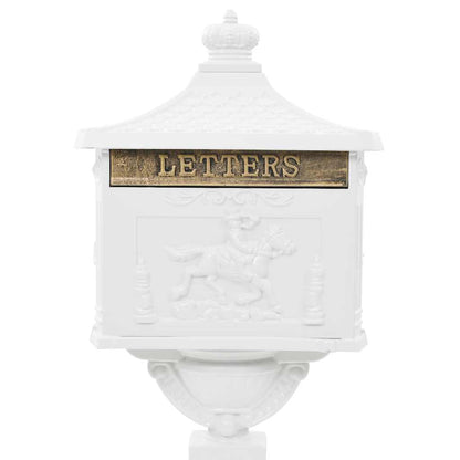 43894 vidaXL Pedestal Letterbox Aluminium Vintage Style Rustproof White