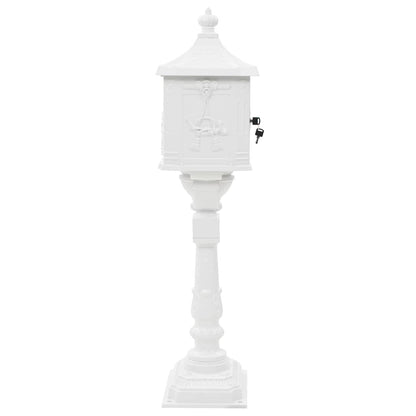 43894 vidaXL Pedestal Letterbox Aluminium Vintage Style Rustproof White