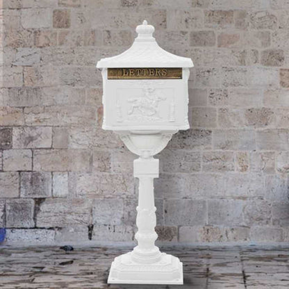 43894 vidaXL Pedestal Letterbox Aluminium Vintage Style Rustproof White