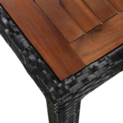 vidaXL 5 Piece Outdoor Dining Set Poly Rattan and Acacia Wood Black