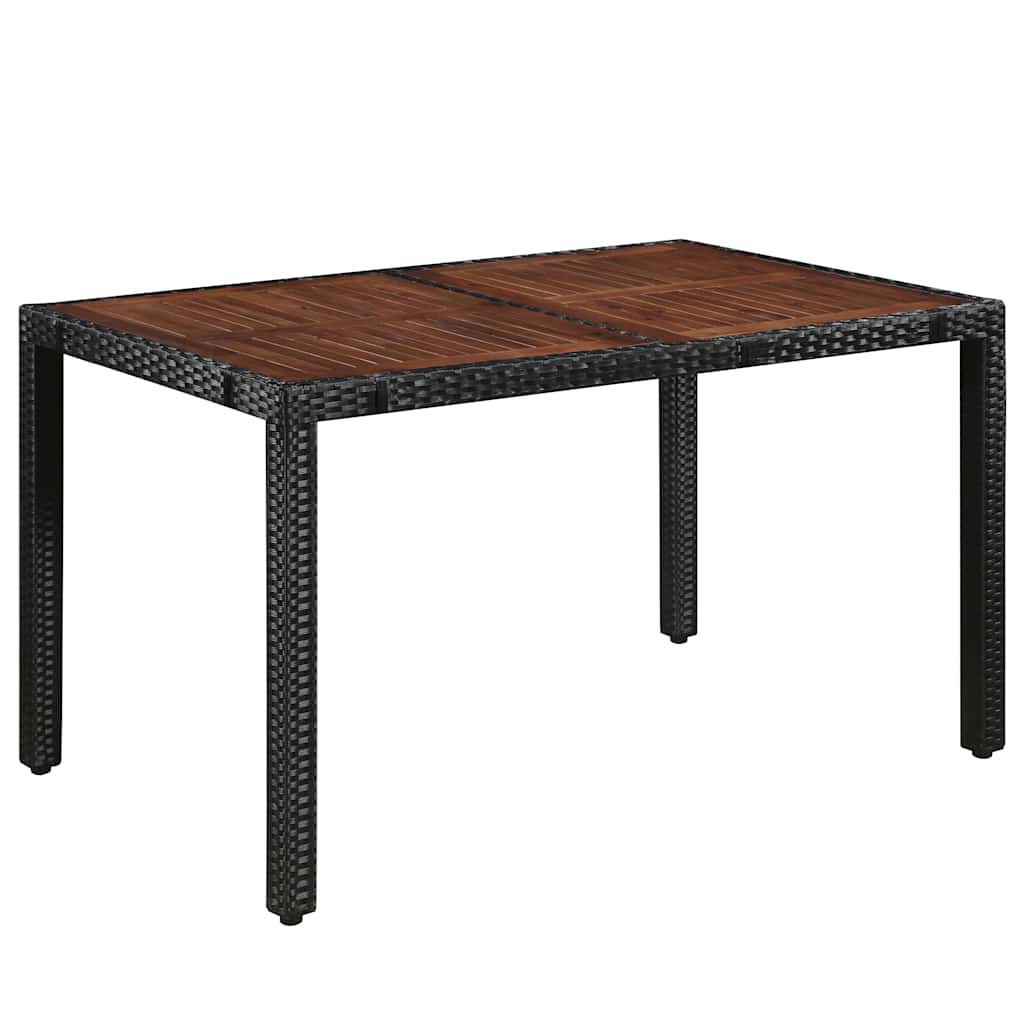 43935 vidaXL 7 Piece Outdoor Dining Set Poly Rattan and Acacia Wood Black