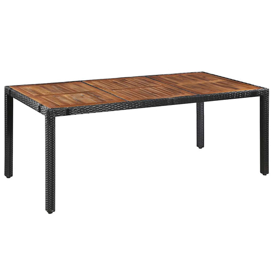 43936 vidaXL 9 Piece Outdoor Dining Set Poly Rattan and Acacia Wood Black