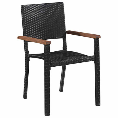 43936 vidaXL 9 Piece Outdoor Dining Set Poly Rattan and Acacia Wood Black