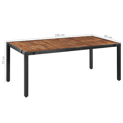 43936 vidaXL 9 Piece Outdoor Dining Set Poly Rattan and Acacia Wood Black
