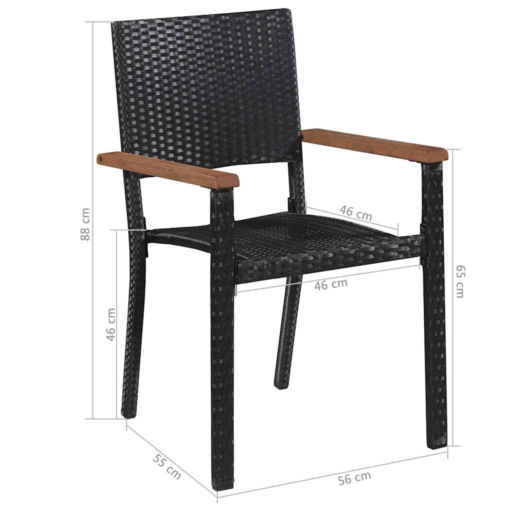43936 vidaXL 9 Piece Outdoor Dining Set Poly Rattan and Acacia Wood Black