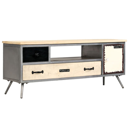 vidaXL TV Cabinet Solid Mango Wood and Steel 120x30x45 cm
