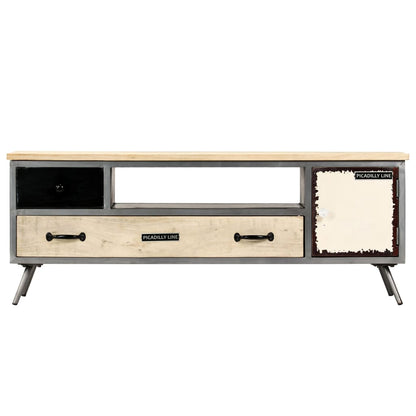 vidaXL TV Cabinet Solid Mango Wood and Steel 120x30x45 cm