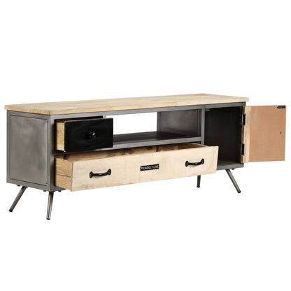 vidaXL TV Cabinet Solid Mango Wood and Steel 120x30x45 cm
