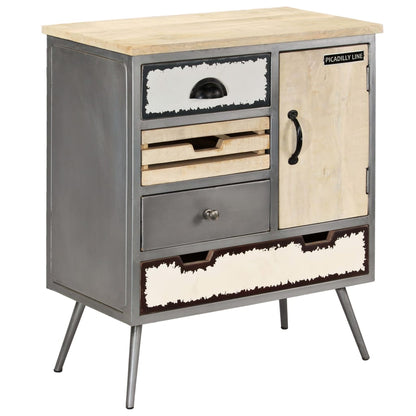 vidaXL Sideboard | Natural Mango Wood With Steel Accents