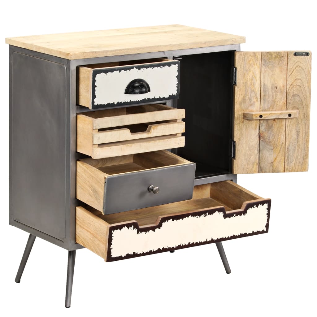 vidaXL Sideboard | Natural Mango Wood With Steel Accents