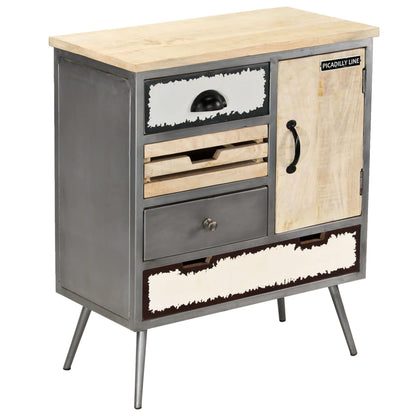 vidaXL Sideboard | Natural Mango Wood With Steel Accents