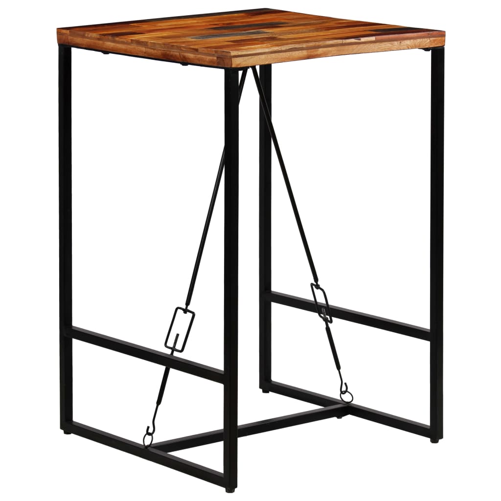 vidaXL Bar Set 3 Pieces Solid Reclaimed Wood and Genuine Goat Leather
