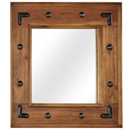 vidaXL Mirror Solid Acacia Wood 50x50 cm