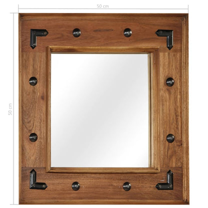 vidaXL Mirror Solid Acacia Wood 50x50 cm