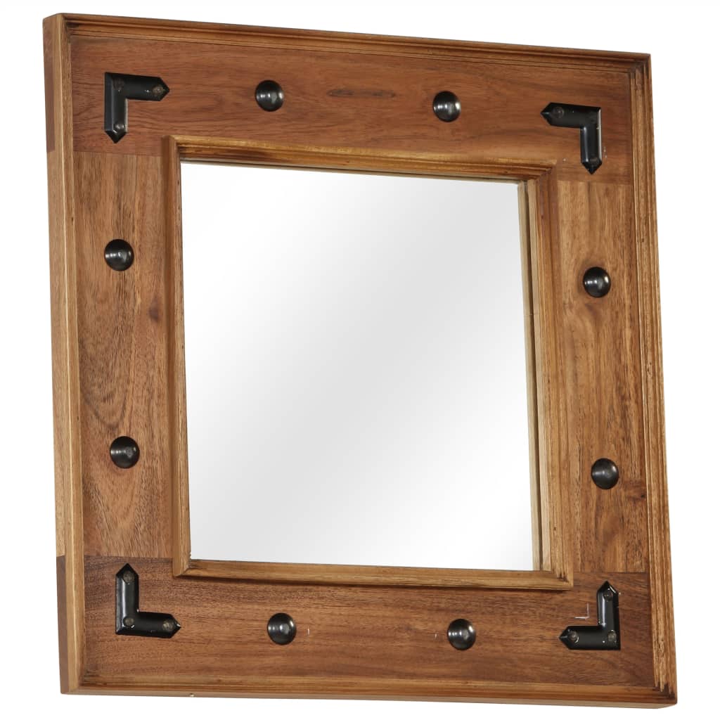 vidaXL Mirror Solid Acacia Wood 50x50 cm