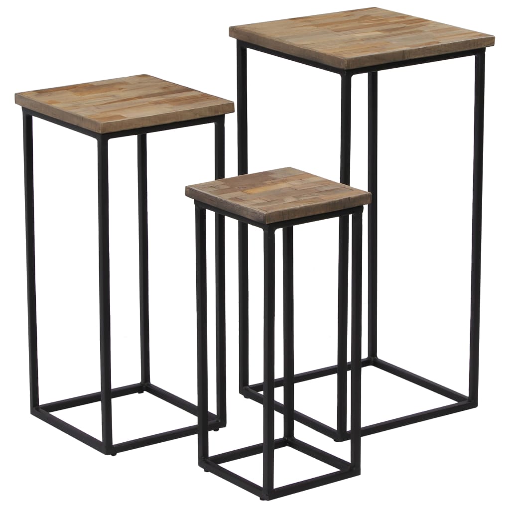 vidaXL 3 Piece Plant Table Set Reclaimed Teak