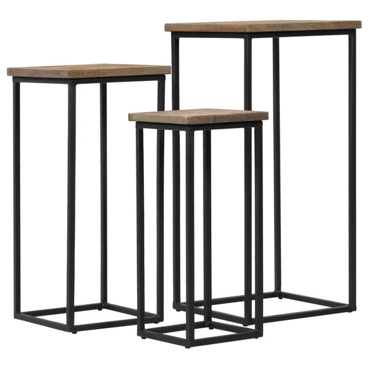 vidaXL 3 Piece Plant Table Set Reclaimed Teak