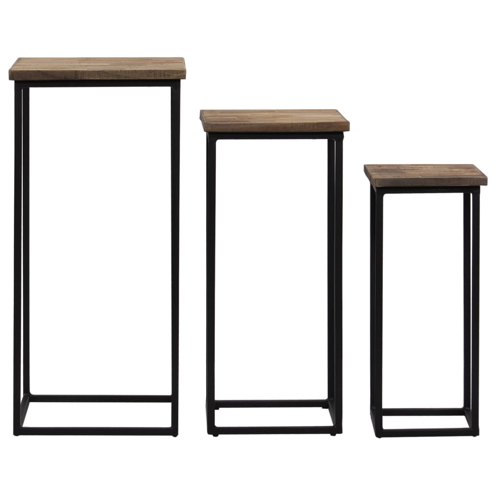 vidaXL 3 Piece Plant Table Set Reclaimed Teak