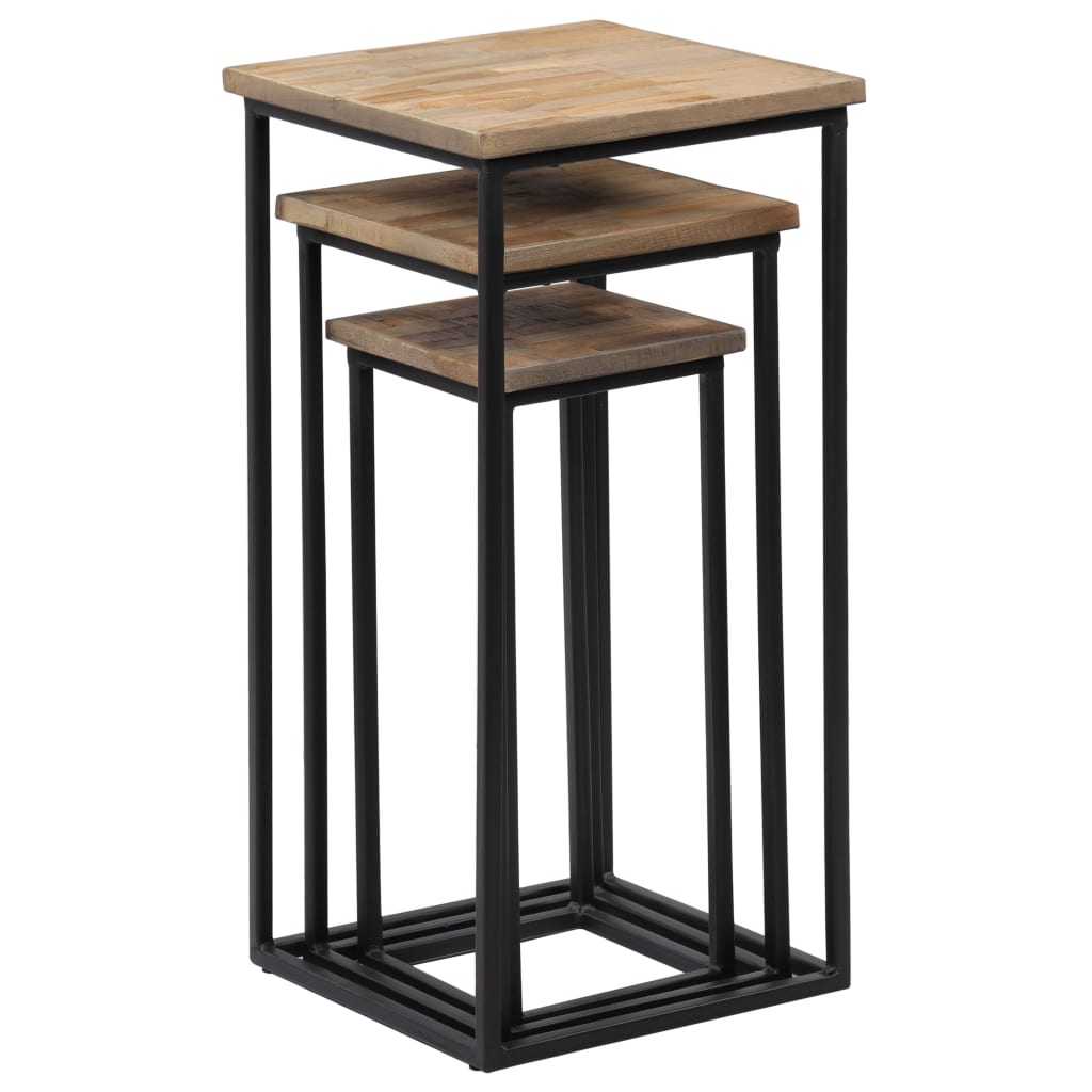 vidaXL 3 Piece Plant Table Set Reclaimed Teak