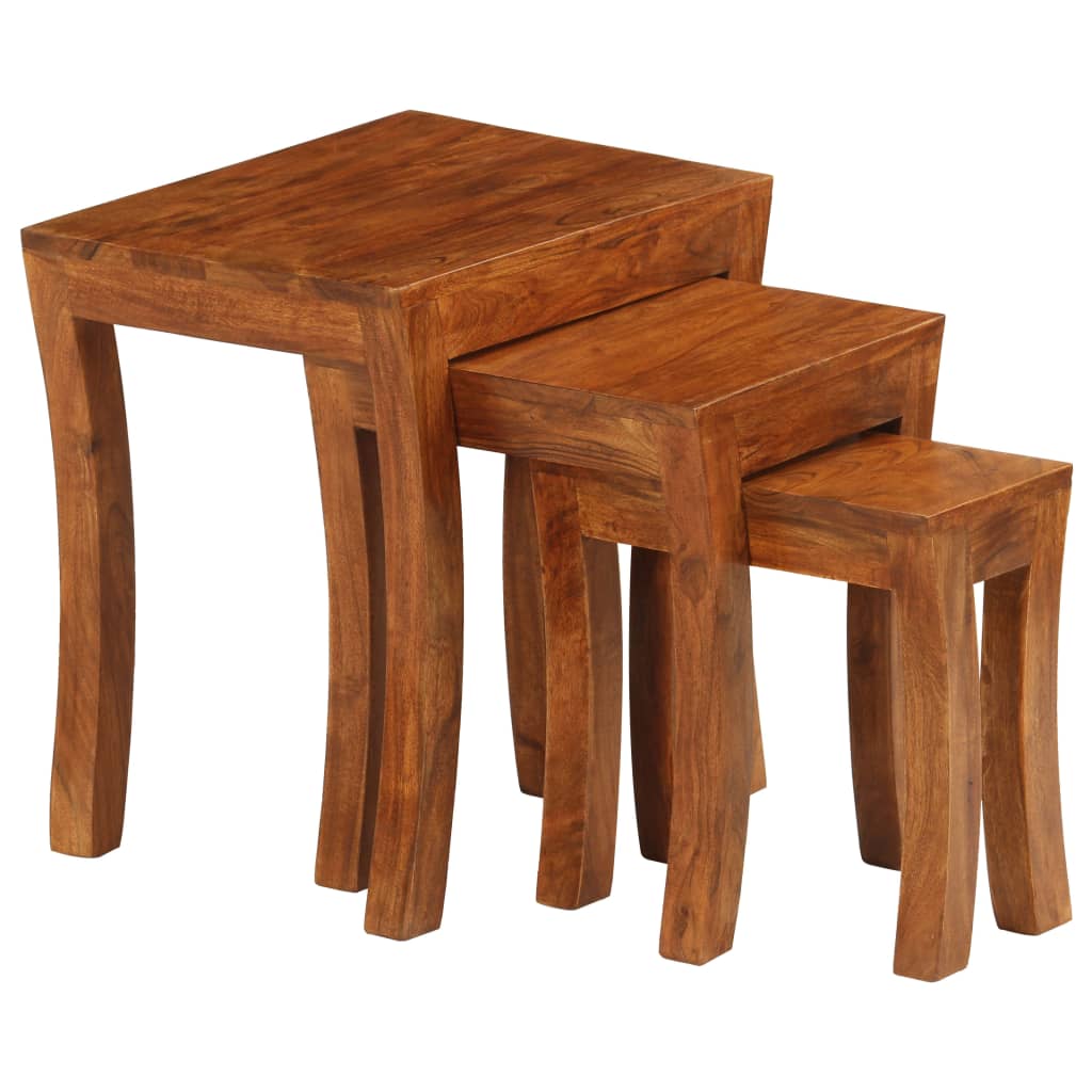 vidaXL Nesting Table Set 3 Pieces Solid Acacia Wood 50x35x50 cm Brown